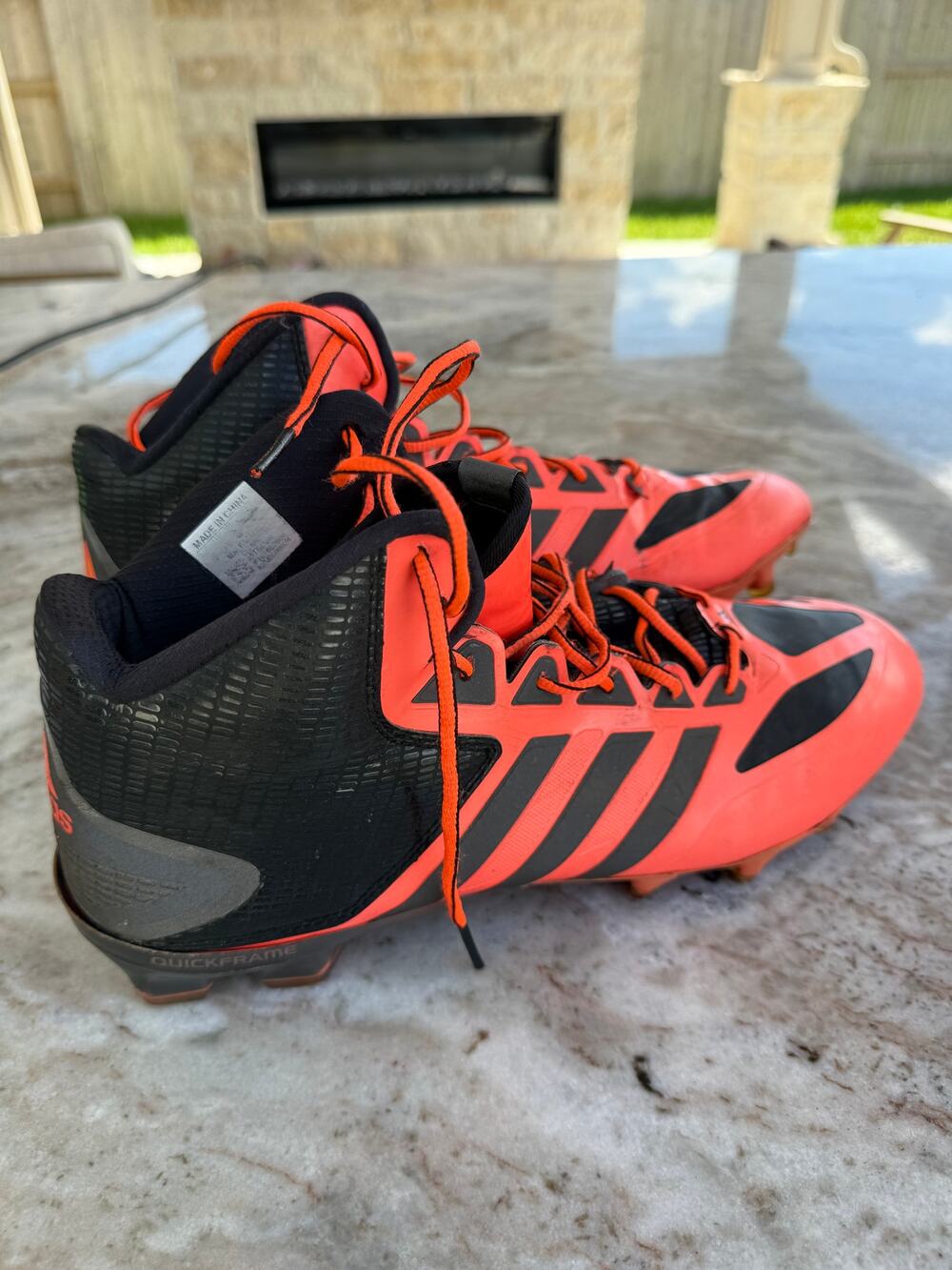 Adidas Quickframe Menâs 11.5 Football Cleats Orange Black High Top